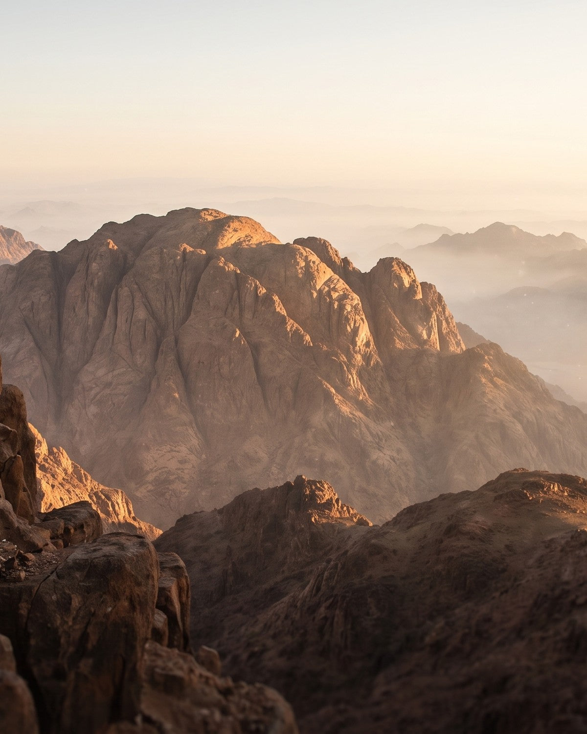 Sunrise over the granite peaks of Mount Sinai