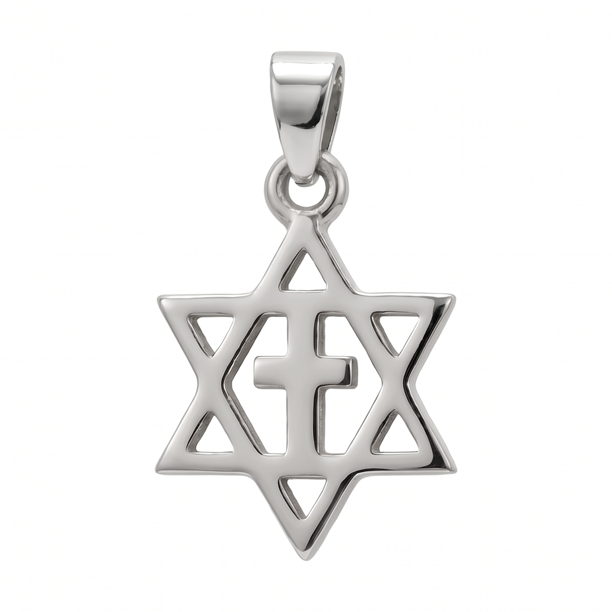 The Covenant Pendant - Silver Star of David with Cross, pendant only, chain not included