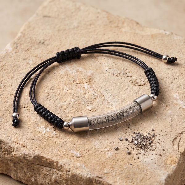 Covenant Soil Bracelet in black, glass capsule filled with Temple Mount soil