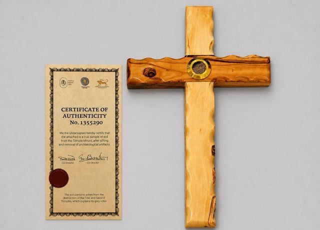 Customer photo of the cross beside its certificate