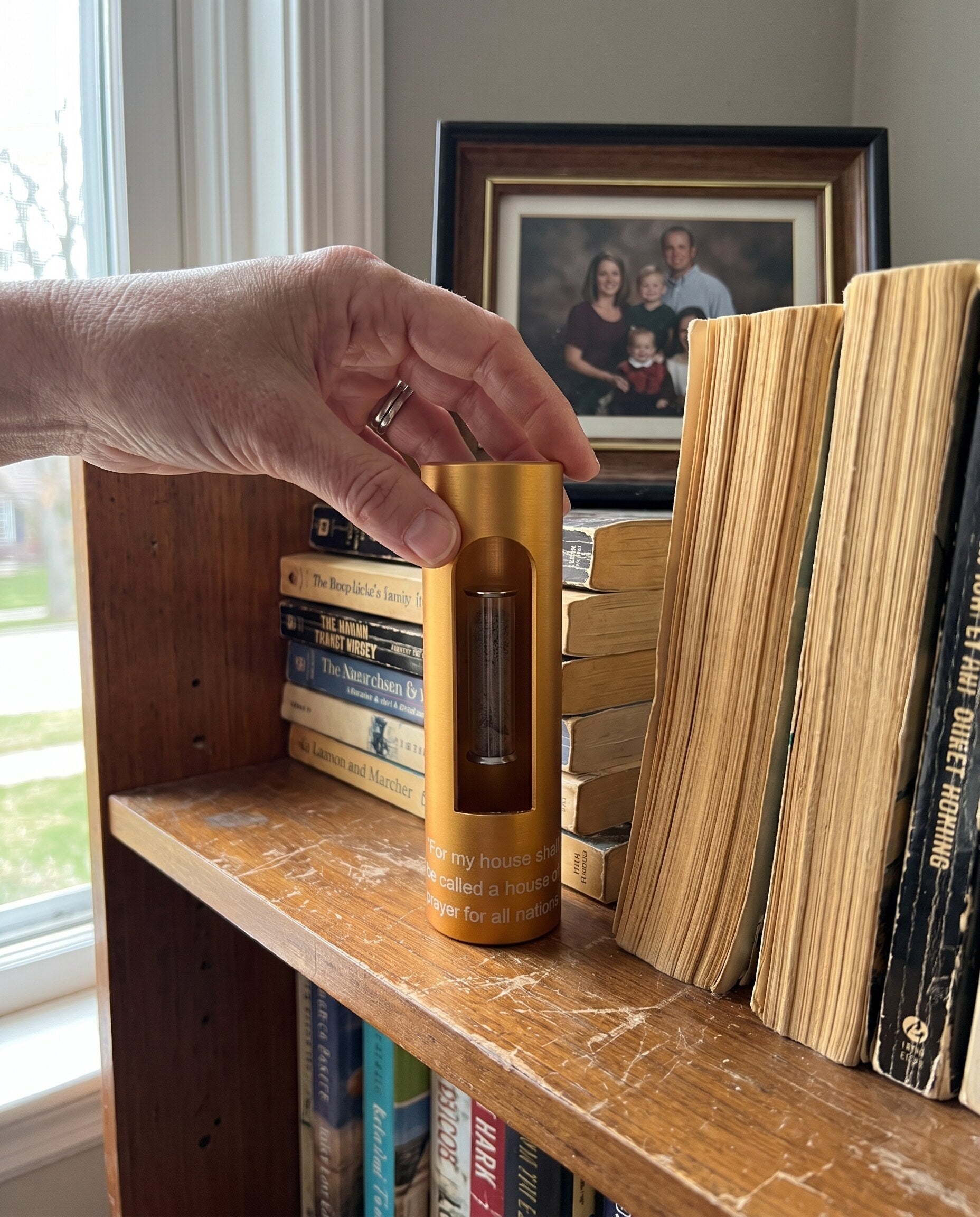 Placing The House of Prayer Tower on a home bookshelf