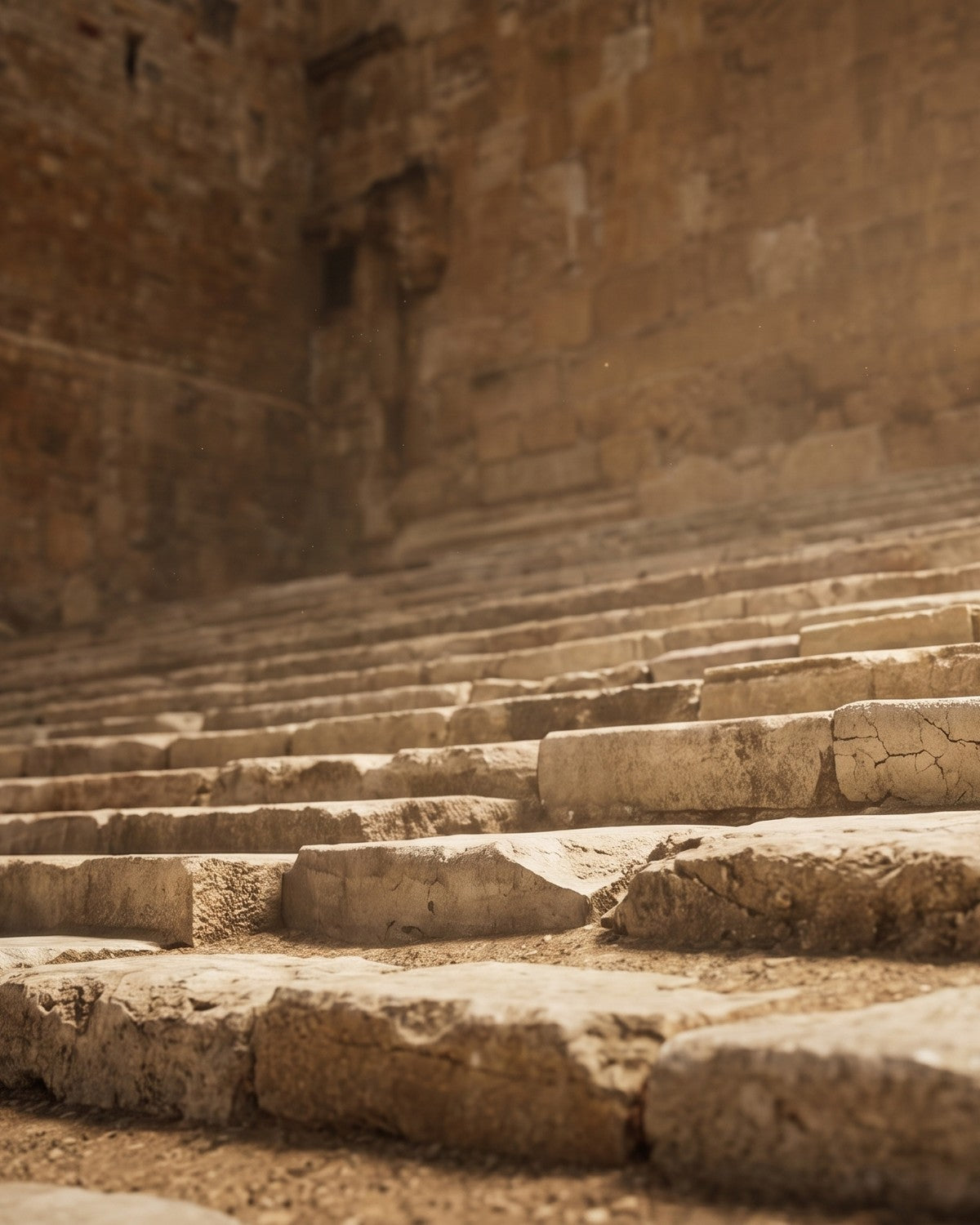 The worn Herodian Southern Steps rising toward the blocked Huldah Gates of the Temple Mount