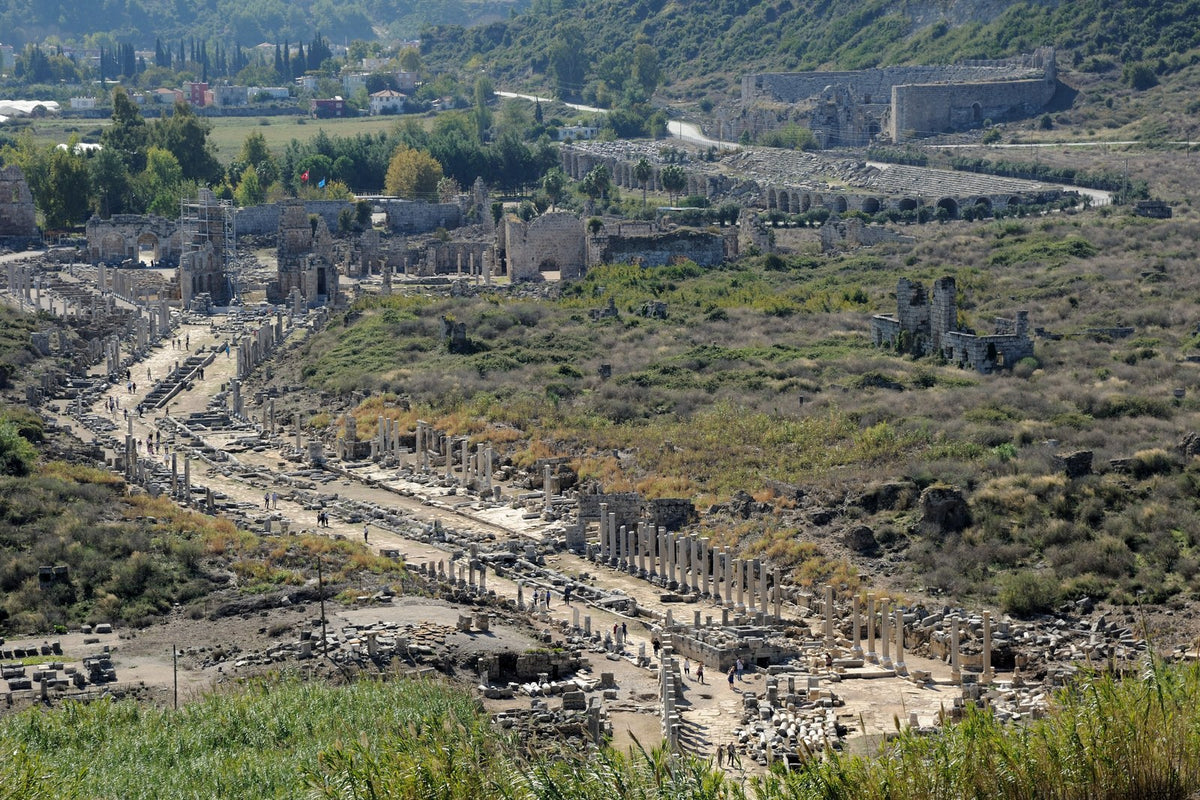 The ruins of Perga in Pamphylia, where John Mark turned back before the Taurus Mountains