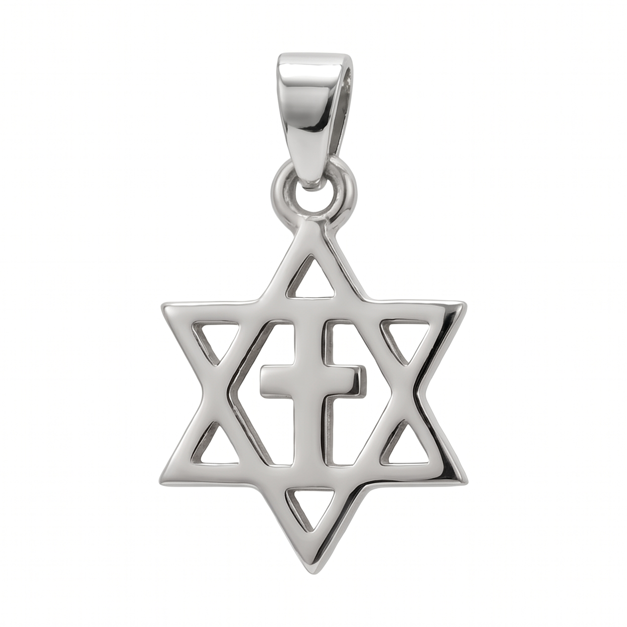 The Covenant Pendant - Silver Star of David with Cross, pendant only, chain not included