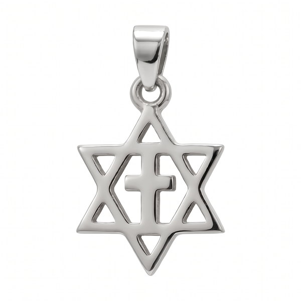 The Covenant Pendant - Silver Star of David with Cross, pendant only, chain not included