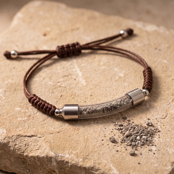 Covenant Soil Bracelet in brown, glass capsule filled with Temple Mount soil