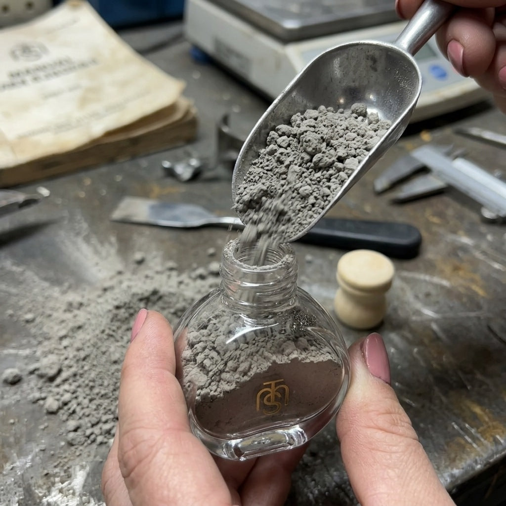 A bottle being filled by hand