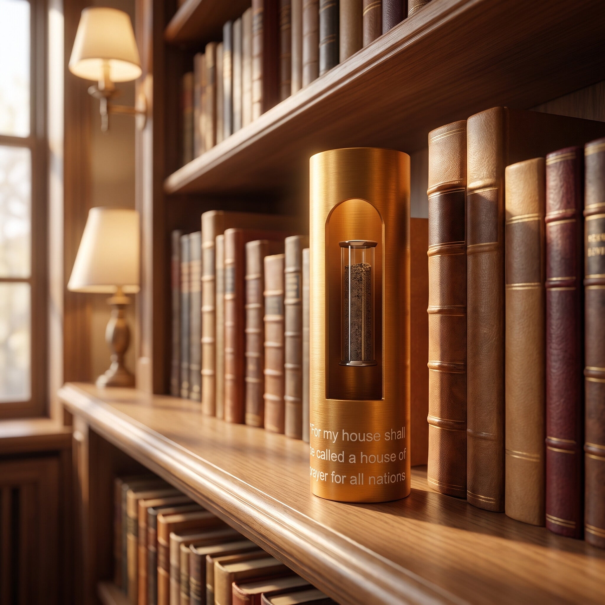 The House of Prayer Tower displayed on a home library shelf